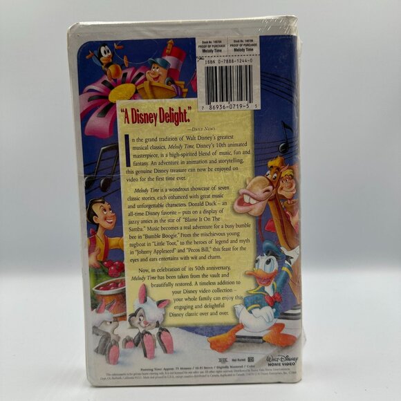 Walt Disney Melody Time VHS 50th Anniversary Sealed Masterpiece Collection 1998 - Picture 2 of 2